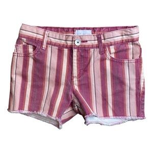 3/$15 Place Girls Pink Purple and Red Striped Shorts Size 6X/7